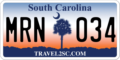 SC license plate MRN034