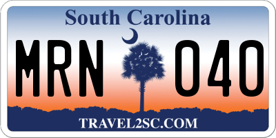 SC license plate MRN040