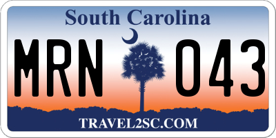 SC license plate MRN043