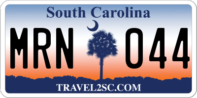 SC license plate MRN044