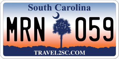 SC license plate MRN059