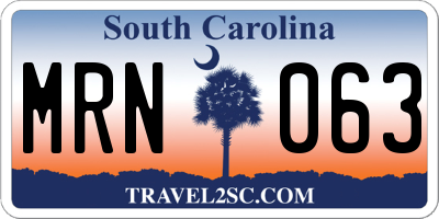 SC license plate MRN063