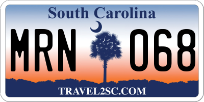 SC license plate MRN068