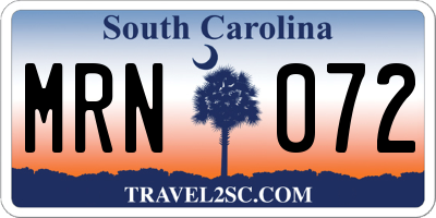 SC license plate MRN072