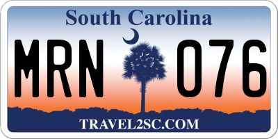 SC license plate MRN076