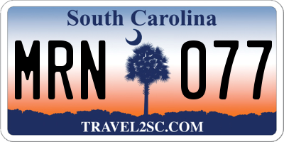 SC license plate MRN077