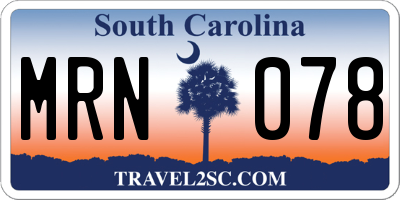 SC license plate MRN078
