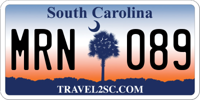 SC license plate MRN089