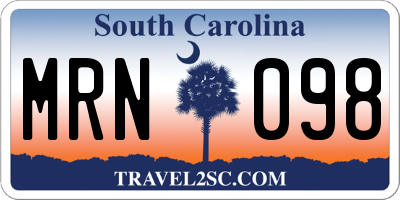 SC license plate MRN098