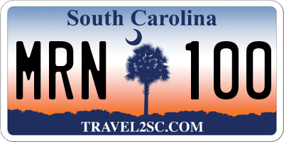 SC license plate MRN100
