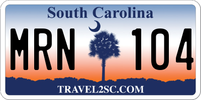 SC license plate MRN104