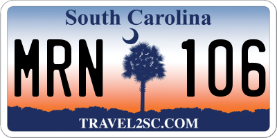 SC license plate MRN106