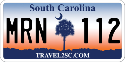 SC license plate MRN112
