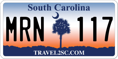SC license plate MRN117