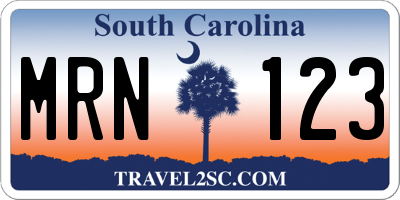 SC license plate MRN123