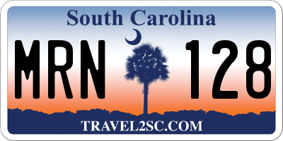 SC license plate MRN128