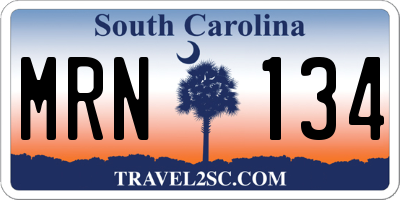 SC license plate MRN134