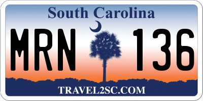 SC license plate MRN136