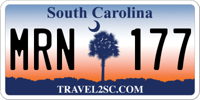 SC license plate MRN177
