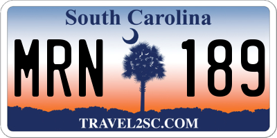 SC license plate MRN189