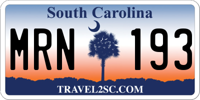 SC license plate MRN193