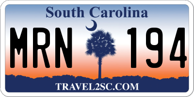 SC license plate MRN194