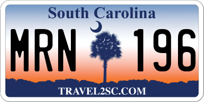 SC license plate MRN196