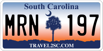 SC license plate MRN197