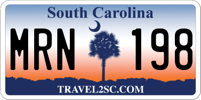 SC license plate MRN198