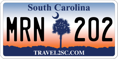 SC license plate MRN202