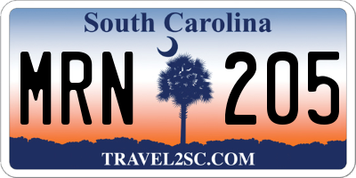 SC license plate MRN205