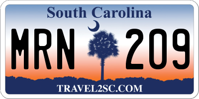 SC license plate MRN209