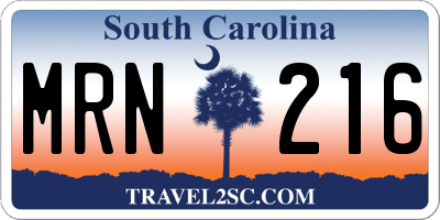 SC license plate MRN216