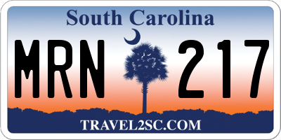 SC license plate MRN217