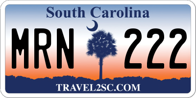 SC license plate MRN222