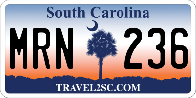 SC license plate MRN236