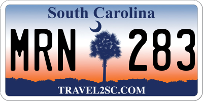 SC license plate MRN283