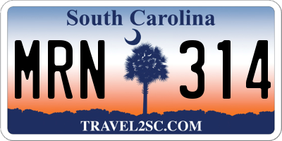 SC license plate MRN314