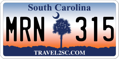 SC license plate MRN315