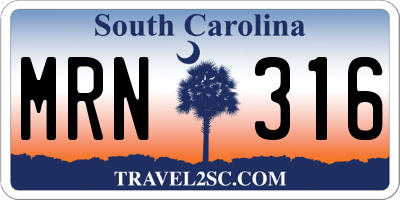 SC license plate MRN316
