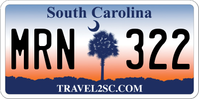 SC license plate MRN322