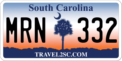 SC license plate MRN332
