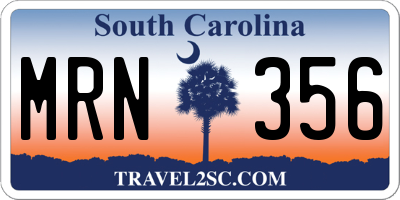 SC license plate MRN356