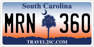 SC license plate MRN360