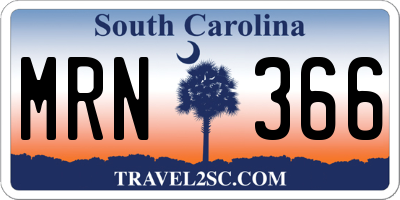 SC license plate MRN366