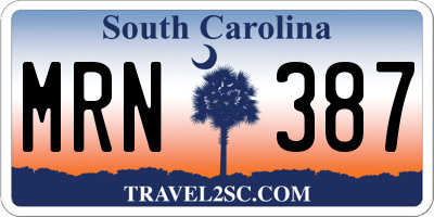 SC license plate MRN387