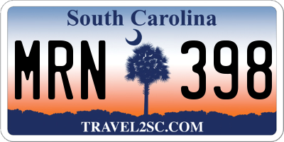 SC license plate MRN398