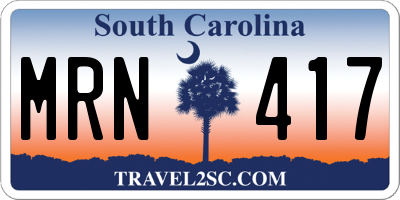 SC license plate MRN417