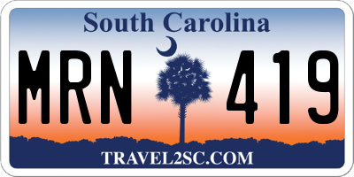 SC license plate MRN419