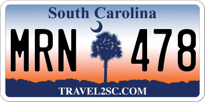 SC license plate MRN478